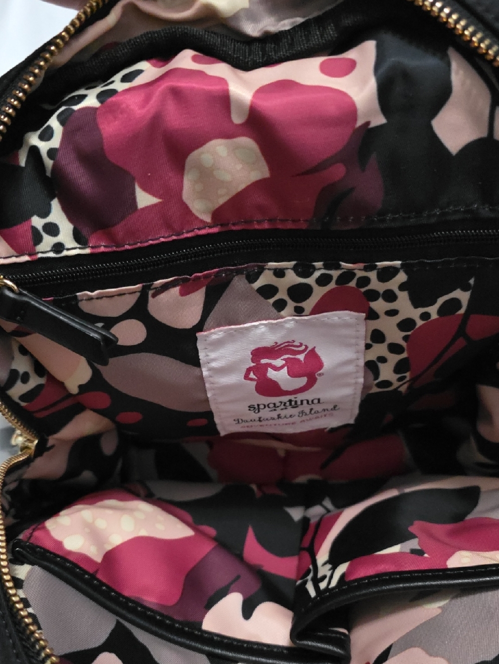 Spartina 449 Black Floral-Trim Mini Backpack - Picture 5 of 14